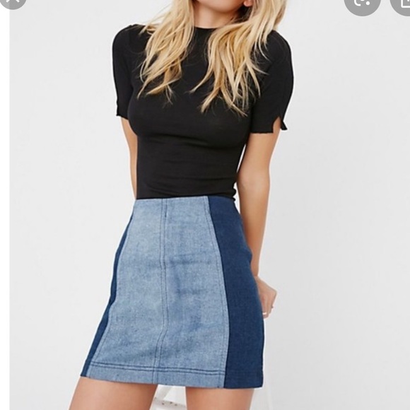 two tone jean skirt